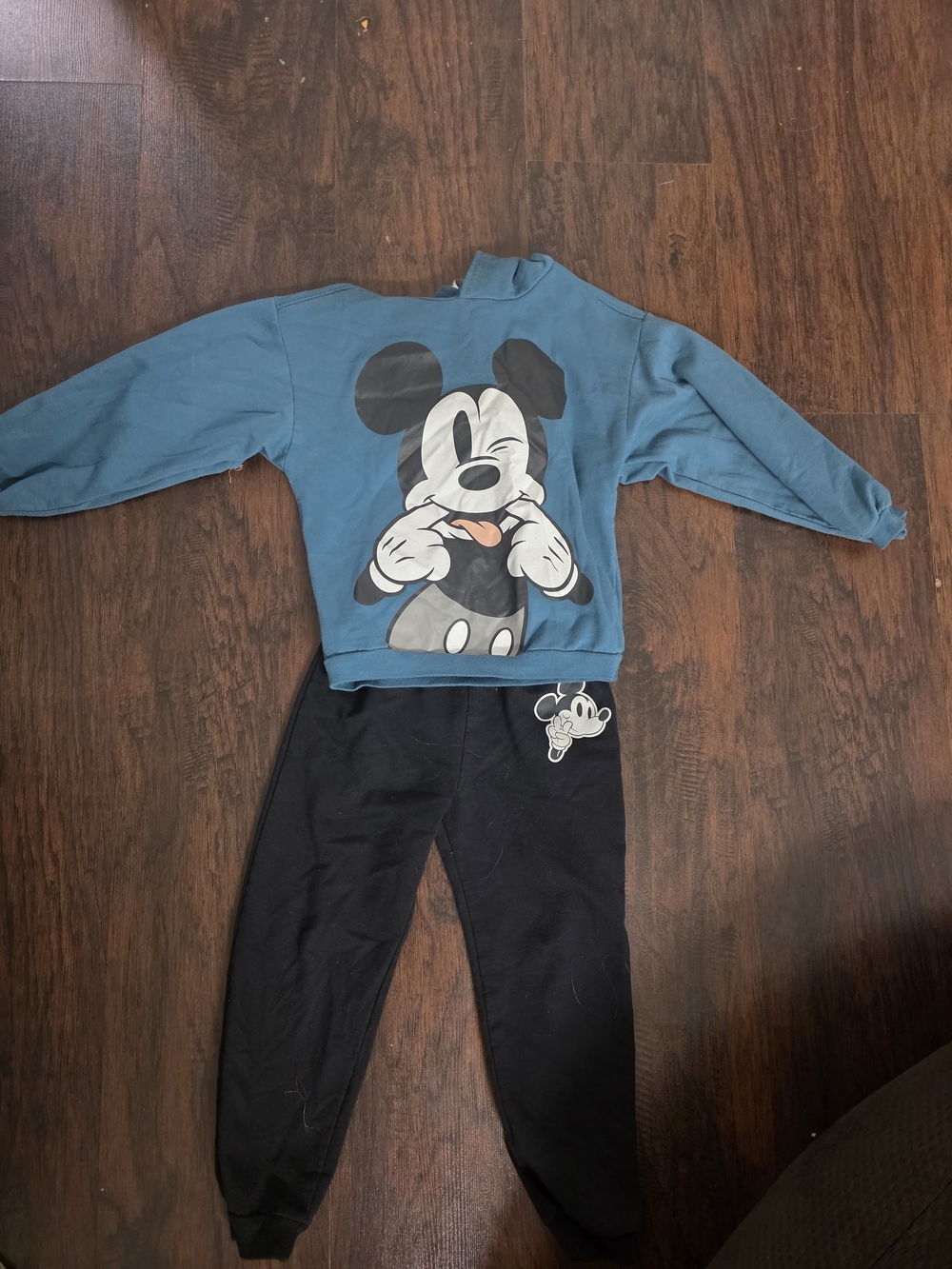 Disney Teal Hoodie Set with Black & White Mickey Graphic